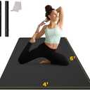 CAMBIVO Large Yoga Mat (6'x 4'), Extra Wide Workout Mat for Men and Women, Yoga Mat Thick 1/3 &1/4 Exercise Mats for Home Workout, Yoga, Pilates (Black,1/4 inch) (6mm)
