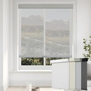 Persilux Free-Stop Cordless Solar Shades Light Filtering Roller Shades for Windows (58" W x 72" H) Flame Retardant UV Protection 5% Openness Semi Sheer Solar Blinds for Windows Home Office Doors Grey