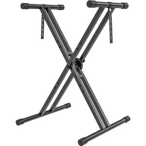 GLEAM Keyboard Stand, Iron Digital Piano Stand with Locking Straps - Heavy Duty, Double X Style, Fits 54-88 Key Electric Pianos, DJ, Turntables, Synths and Midi Keyboards. Load Capacity 100LB
