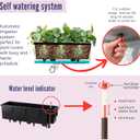 LaLaGreen Outdoor Rail Planter for Balcony (20 Inch, 2 Pack) Large Black Self Watering Railing Planters with Brackets, Rectangular Plastic Window Flower Box Fence Designer Choice with Rattan Pattern
