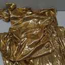 SHENHE Women's Sexy Open Back Shiny Metallic Maxi Dress Cowl Neck Bow Bodycon Cocktail Party Dress (Medium, Gold)