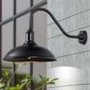 18" Outdoor Gooseneck Barn Light, Matte Black Large Wall Light for Garage, Porch, Entryway, Farmhouse Exterior,Storefront and Sign Lighting (No Sensor), 18"Diameter