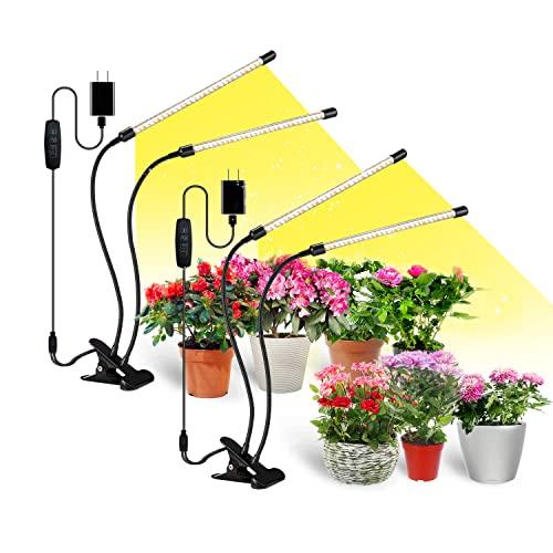 Bseah Grow Light Plant Light Indoor Plants, Full Spectrum Clip Plant Lamp, 10-Level Dimmable, Auto ON & Off Timer (2 Pack)