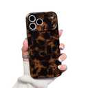 XQAGU Cute Phone Case for iPhone 17 Pro Case Amber Pattern Leopard Full Camera Protective Slim Shockproof Cool Trendy Aesthetic-Brown Tortoise Shell