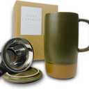 Mora Ceramics Large Tea Mug with Loose Leaf Infuser and Ceramic Lid, 18 oz, Portable, Microwave and Dishwasher Safe, Tall Coffee Cup - Rustic Matte Ceramic Glaze, Modern Herbal Tea Strainer, Olive