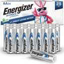 Energizer Ultimate Lithium AA Batteries, 24 Pack, 1.5V Long-Lasting for High-Drain Devices, Cameras & Flashlights