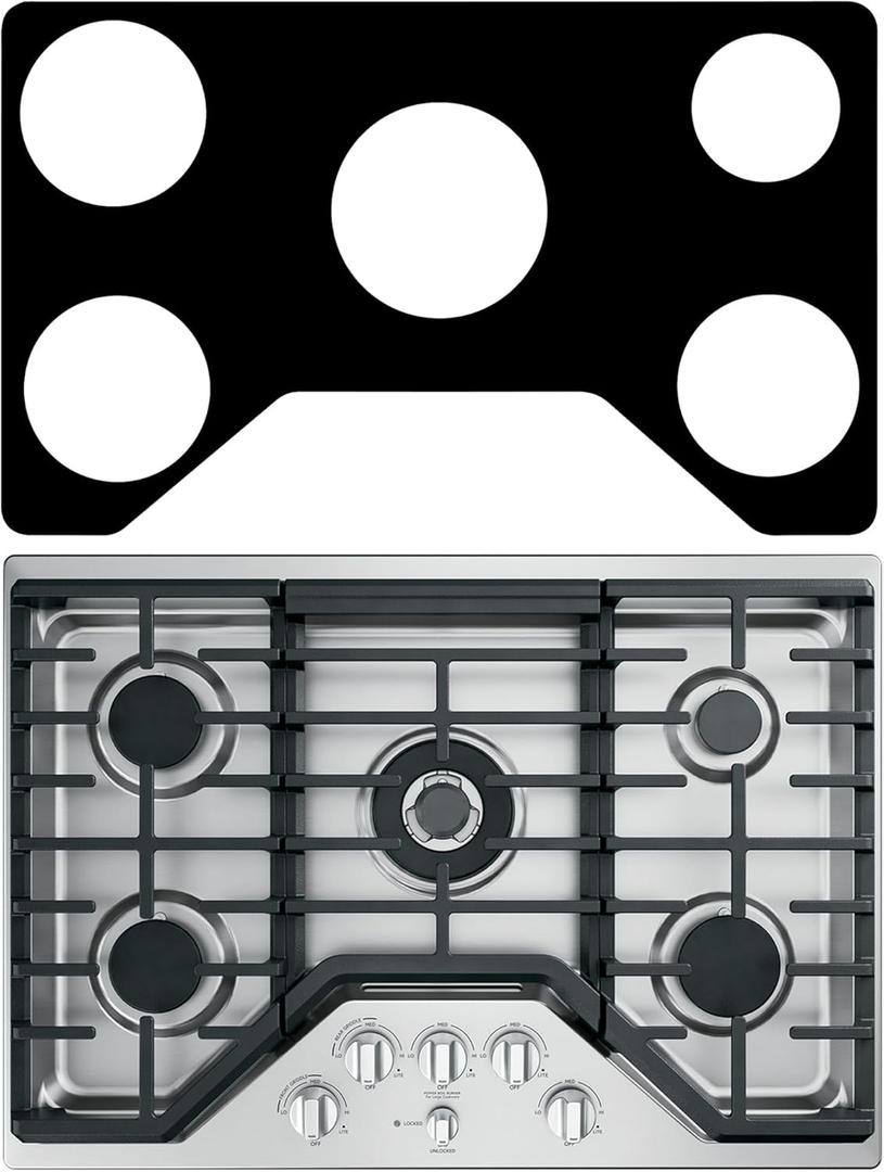 Stove Burner Covers for 30 Inch GE Gas Range Model JGP5030 PGP7030 PGP9030 CGP9530 - Non-Stick Washable Stove Top Cover
