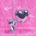 Disco Balls 2 Pack Silver Heart-Shaped Stage Mirror Balls Hanging Decor for Party, Room, Wedding, Garden, Retro Reflective Disco Ball Handmade Gifts (6.3 inch)
