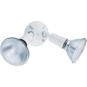 Lithonia Lighting Outdoor Flood Light Fixture, Adjustable Twin Par Flood Light Holder for Safety and Security, 120 Volts, Uses 2 Lamps Up to 150W (Not Included), White (OFTH 300PR 120 WH M12) (1 Count (Pack of 1))