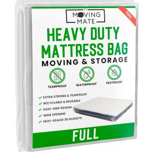 Mattress Bags for Moving, Full Size Mattress Bag for Storage, Plastic Cover for Bed Storage & Disposal, Mattress Moving Bag Full Size Protector XL - 54 x 100 x 14 inch