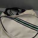 Tennis Bag for Women Racket Tote, Stylish Backpack - Unisex Racquet Sports Pickleball Bag Convertible Shoulder, Crossbody Strap Large Compartment (Tote - Ivory/Green Stripe)