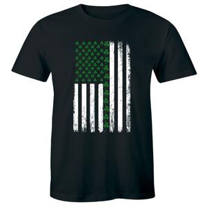 Irish US American Flag Clovers St Patricks Shamrocks T-Shirt, Size: M