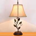 Farmhouse Table Lamp Antique Resin Metal Leaf Base Traditional Rustic Mid-Century Desk Lamp 22.5 Inch Tall for Living Room Office Bedroom (QT0101H)