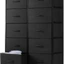 DUMOS Dresser for Bedroom, 10 Storage Drawers, Wide Fabric Closet Chests Organizer Tower Furniture with Wooden Top Metal Frame for Clothes, Guest Room, Living Room, Hallway, Entryway, 11.8"D x 31.5"W x 45.6"H