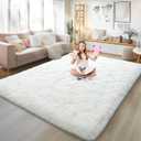6x9 Fluffy Fuzzy Area Rug for Living Room Bedroom, Ultra Soft Large Living Room Rugs, Non Slip Thick Shag Rug for Dorm, Kids Girls Boys Rug for Home Decor Aesthetic, Cream White