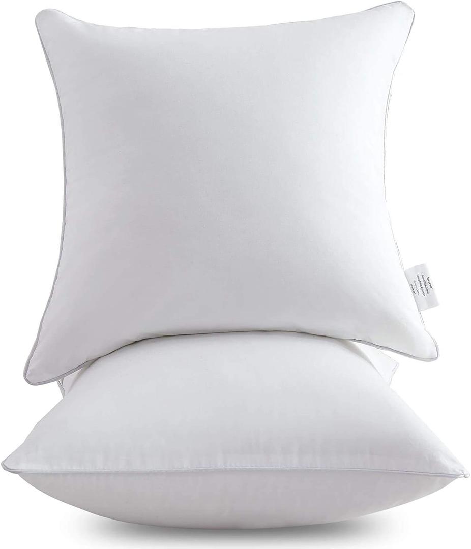 Leeden 16 x 16 Pillow Inserts (Set of 2) -Throw Pillow Inserts with 100% Cotton Cover - 16 Inch Square Decorative Pillows for Sofa, Couch, Bed and Home Decor