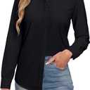 Womens Button Down Dress Shirts Long Sleeve Button Up Collared Blouses Fitted Wrinkle Free Work Office Top Black XX-Large (Black, XXL)