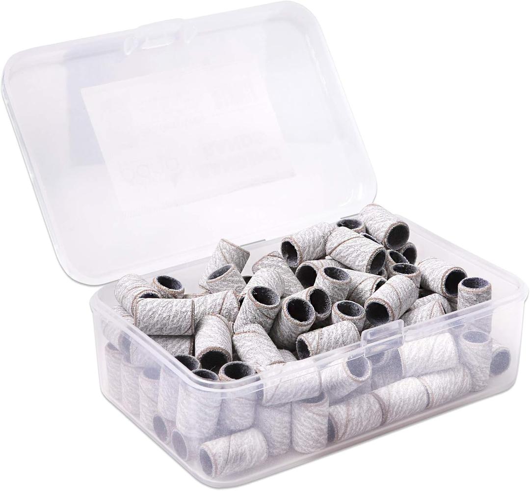 100 Pieces Large Nail Sanding Bands Professional Nail Manicure Great Fit for Nail Drill Bits for Acrylic Nails (240 Grit, Zebra)
