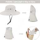 Women's Outdoor UV-Protection-Foldable Sun-Hats Mesh Wide-Brim Beach Fishing Hat with Ponytail-Hole (Beige)