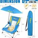 EMERIT Beach Chair with 360 Adjustable UPF 50+ Umbrella, 300 lbs Heavy Duty Capacity Low Profile Sand Chair, 7 lbs Lightweight Backpack Folding Chair for Soccer Sidelines, Concerts & Camping, Twin Pack