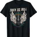 Rock and Roll Guitar Vintage ROCK Music T-Shirt (Gray)
