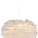 White Feather Chandelier Beautiful Pendant Light for Bedroom,Living Room,Girls Room