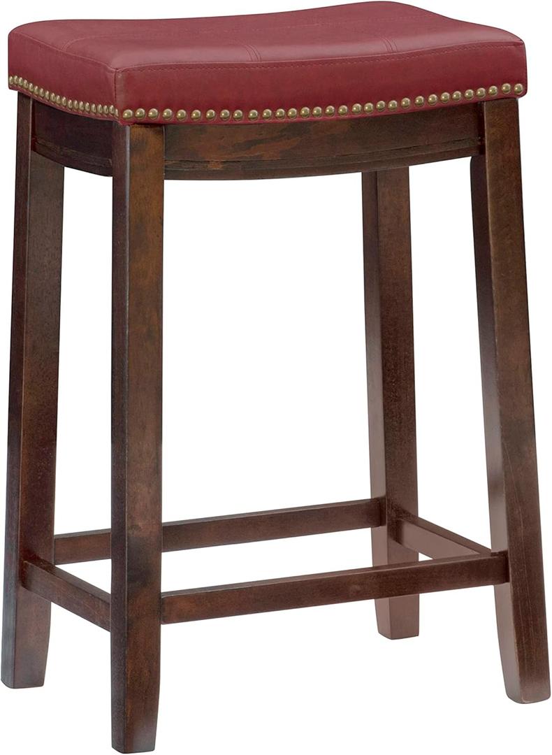 Linon Claridge Red Counter Stool, 26" x 18" x 12.75"