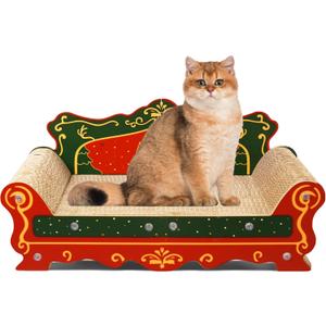 COOZMENT Scratching Sofa, Couch Shaped Thick Scratching Cardboard, Lounge Bed for Indoor Rest&Play, Sofa Scratcher Pad (Red, 23" L X 12.2" W X 10.7" H)