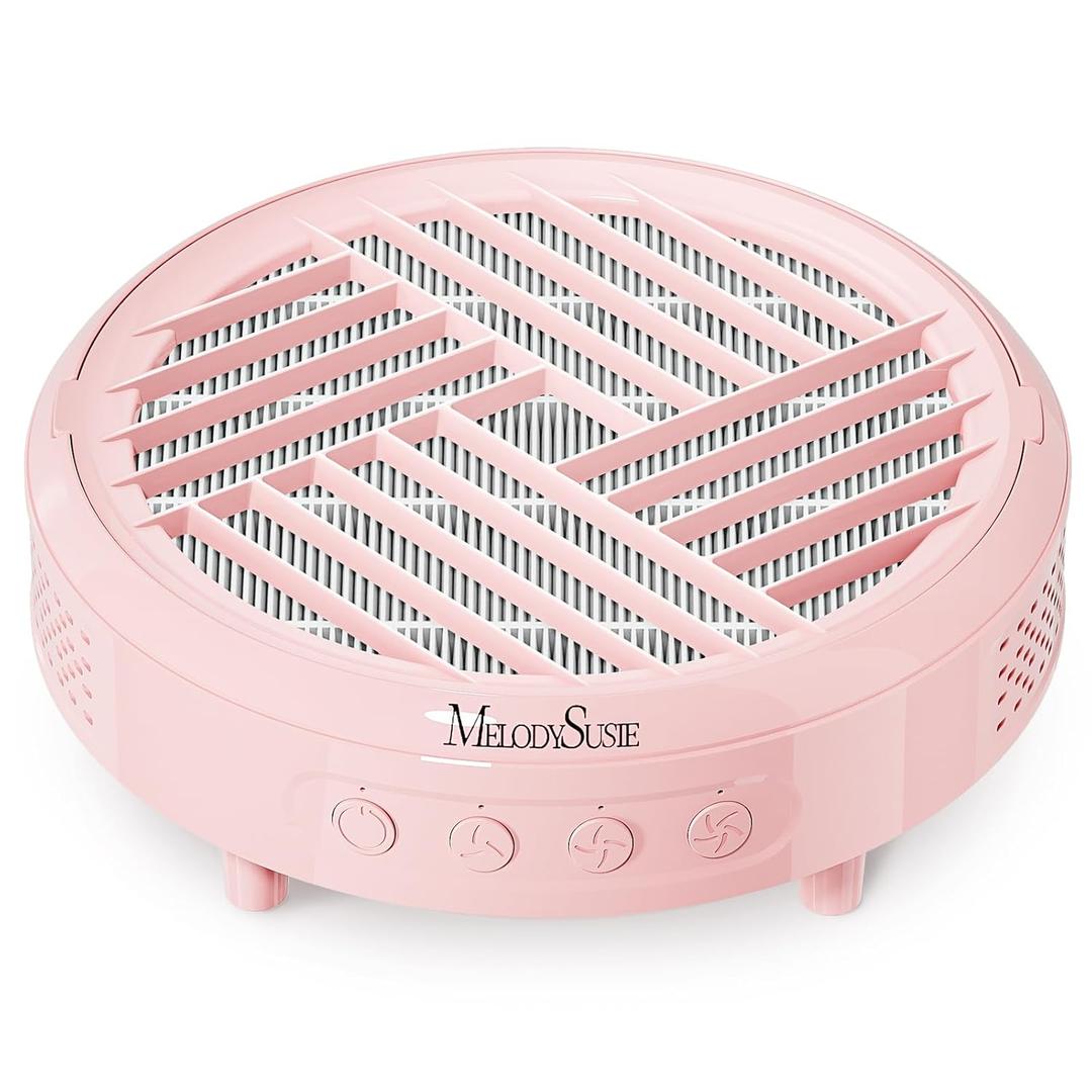 MelodySusie Compact Nail Dust Collector with Lightweight Design, Hpro 3800RPM Portable Nail Vacuum Fan with 3 Suction Modes, Reusable Filter & Easy-Control for Beginners, Nail Students & Home Use,Pink