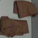 RYB HOME Linen Textured Sheer Curtains - Rod Pocket Semi Transparent Thick Privacy Boho Country Rustic Drapes for Living Room Bedroom, W 52" x L 95", Brown, 2 Panels