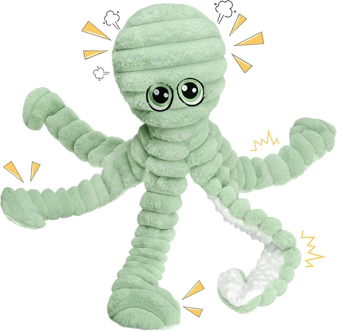 PrimePets Dog Toys for Large Dogs, 27 Extra Large Plush Octopus Dog Toy, Crinkle Squeaky Dog Toy for Small Medium Large Breeds, Interactive Stuffed Chew Toys to Keep Them Busy, Green