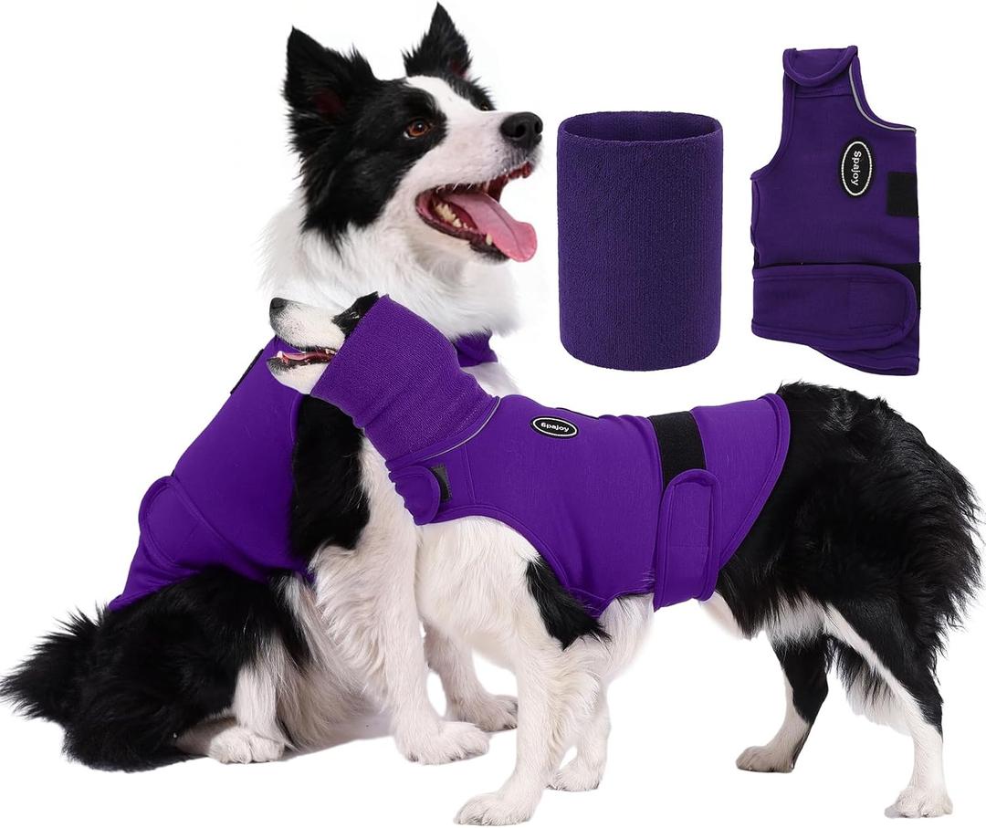Dog Anxiety Vest with Band Noise Cancelling Ear Muffs Combination Set Soft Thunder Jacket for Fireworks, Vet Visits & Separation Anxiety No Medication or Training M