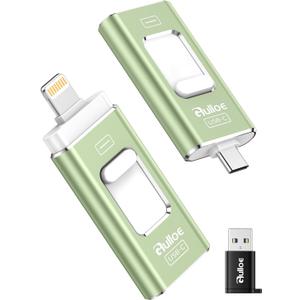 Gulloe 512GB Dual Interface Flash Drive for Phone Storage Photos Videos, Phone USB Backup External Photo Memory Stick - No App Required, Compatible with iPhone, iPad, Android & PC (Sage Green)