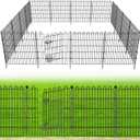 10 Panels No Dig Decorative Garden Fence with Gate for Yard, 24 in(H) X 20 ft(L) Animal Barrier Fencing for Outdoor Dog, Metal Portable Garden Fences for Borders, Pets, Landscape, Temporary Fence