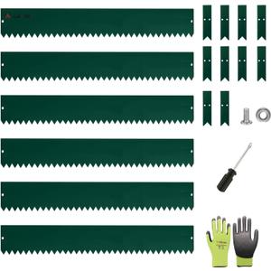 A ANLEOLIFE 20FT Galvanized Steel Landscape Edging, 6-Pack 40" L x 6" H Hammer-in Metal Garden Border with 10 Stakes for Lawn, Pathway, Flower Beds Green