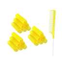 ZMD 18Pcs Self Grip Small Hair Curlers, Plastic Heatless Salon Dressing Rollers DIY Curly Hair Accessories for Women Girls Short Medium Hair (0.8 x 2.4 Inch) (Yellow)