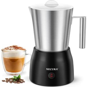 Secura 17oz Electric Milk Frother and Steamer, Stainless Steel Detachable Milk Jug, 4-in-1 Hot & Cold Foam Maker for Latte, Cappuccino & Hot Chocolate, BPA & Teflon-Free, Dishwasher Safe