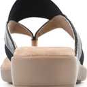 CLIFFS BY WHITE MOUNTAIN Bumble Women's Thong Sandal (6, Black/Croco/Smooth)