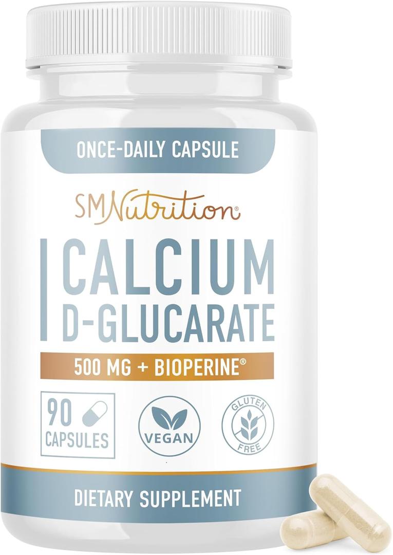 Calcium D-Glucarate | 500MG | CDG for Liver Detox and Cleanse, Hormone Balance, and Menopause Support | Calcium Supplement | Vegan, Non-GMO, Third-Party Tested | 90 Capsules (3-Month Supply)