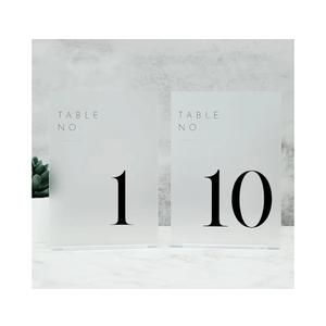 JINMURY Frosted Wedding Table Numbers 1-10 with Stands, 5"x7" Frosted Acrylic Table Numbers, Perfect for Wedding Reception, Party, Anniversary, Event (Black Font, 1-10, 5"x7")