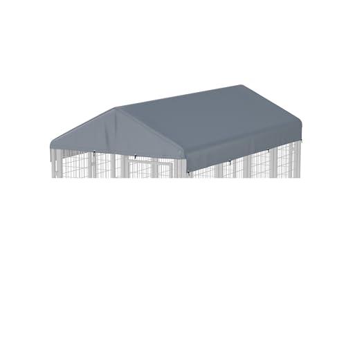Outdoor Dog Kennel Cover 8'L x 4'W Replacement Dog Kennel Cover Made of 600D Waterproof Oxford Fabric Gray (Frame Not Included)