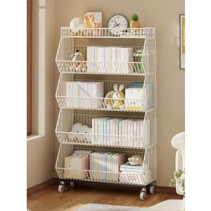 Commercial Metal Storage Rack with Wheels, 4-Tier Display Shelf for Retail Store, White (White, 23.6 x 13.7 x53.9inch)