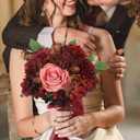 Floweroyal Artificial Flowers Combo Burgundy Flowers Mix Silk Flowers Dahlia Roses with Stems for DIY Wedding Bridal Bouquets, Baby Shower, Floral Arrangement, Table Centerpieces, Home Decorations.