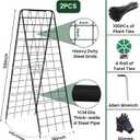 A-Frame Cucumber Trellis for Raised Bed, 50"x 16" Adjustable Heavy Duty Metal Garden Trellis for Climbing Plants Outdoor, Plant Support for Tomatoes Pea Bean Grape Vining Vegetables (2 Pack)