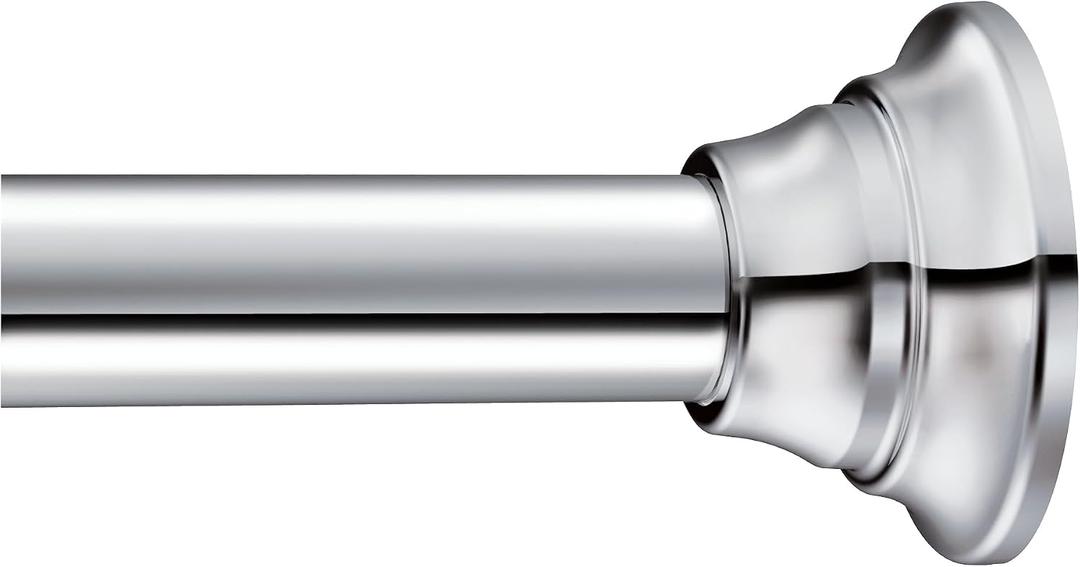 Moen Chrome 44-72-Inch Adjustable Tension Mounted Straight Shower Curtain Rod for Bathroom, No Drilling Needed, TR1000CH