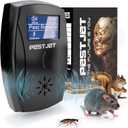 2025 Powerful Ultrasonic Pest Control Plug-in Device with LCD  Electronic Indoor/Outdoor Rodent Deterrent for Mice, Rats, Bats, Squirrels  Sound and Electromagnetic Wave-Based Technology (Black)