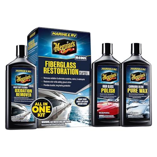 Meguiar's M4965 Marine/RV Fiberglass Restoration System, 2-Piece Marine Fiberglass Repair Kit Featuring Oxidation Remover for Boat Care Plus Wax (Polish bottle is missing )