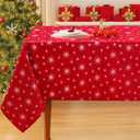 Smiry Rectangle Jacquard Tablecloth, Fabric Table Cover, 60x84 Inch, Red