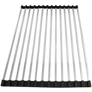 Hemompito 17.72" Dish Drying Rack Over The Sink, 304 Stainless Steel, Non-Slip Silicone Edges & Quick Drainage, Folding Space-Saving for Home & RV Kitchen, Dish Drainer, Cooling Rack & Sink Cover