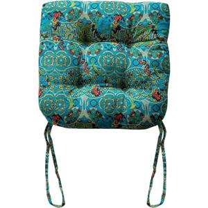 vctops Boho Geometric Chair Cushions with Ties U-Shaped Soft Cozy Cotton Linen Chair Pads Non Slip Seat Cushions for Indoor Dining Room and Kitchen Chairs (Turquoise,16"x16")